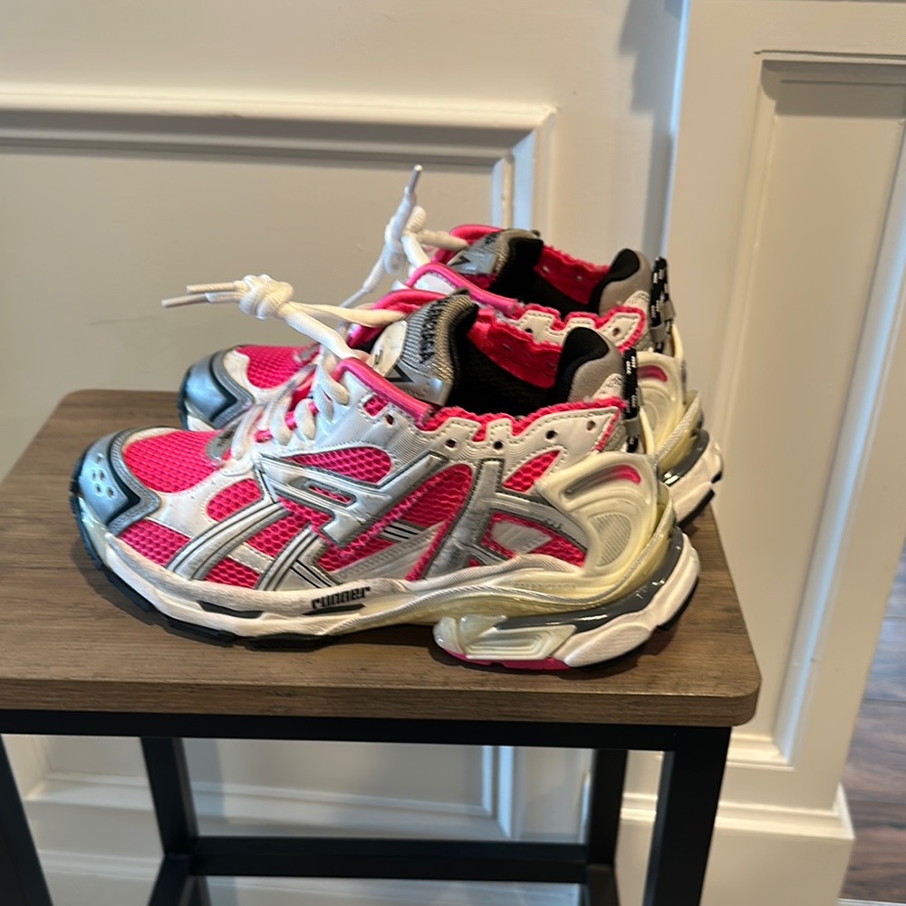 Balenciaga Runner Pink and Silver Sneakers with Chunky Midsole